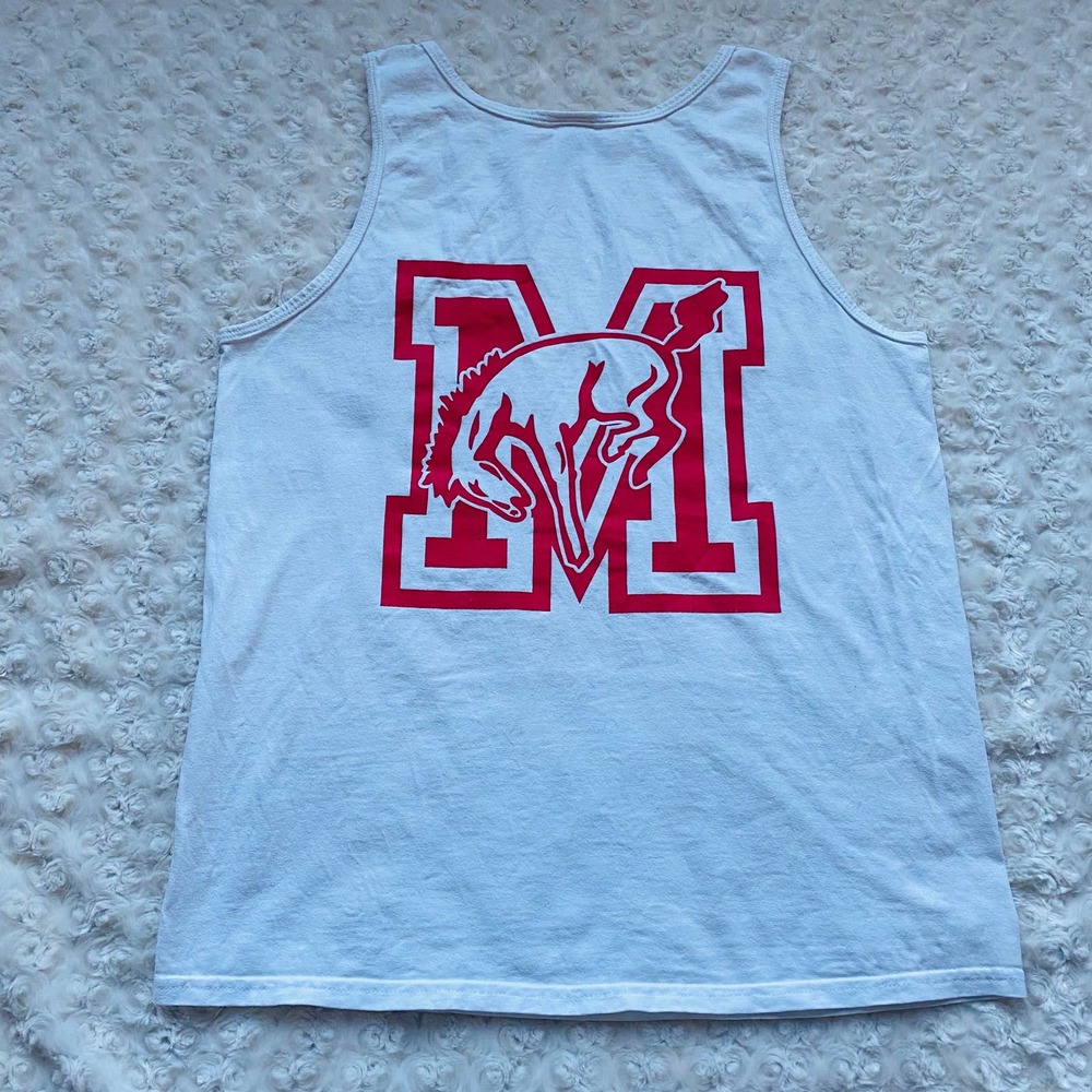 Muhlenberg College Mules Lifeguard Gildan Cotton White Tank Top Size Medium